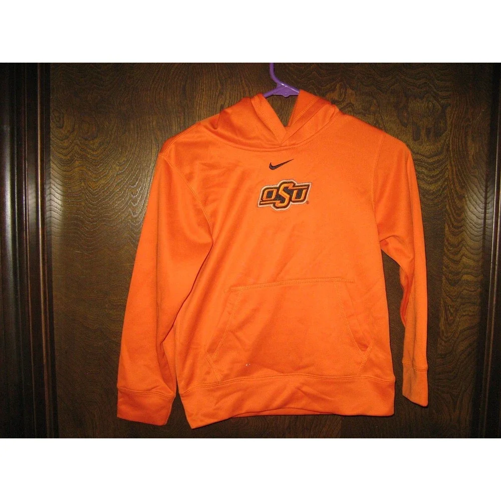 Kids Youth Nike Therma-Fit Orange Oklahoma State OSU Hoodie Sweatshirt Size S